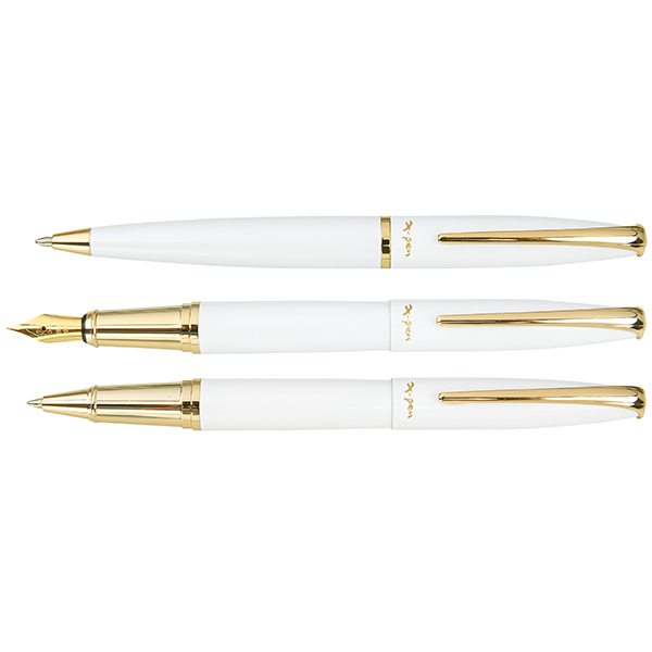 עט פנינסולה כדורי שחור, קליפס ואביזרים בציפוי זהב 18 קארט  X-Pen PENINSULA.  