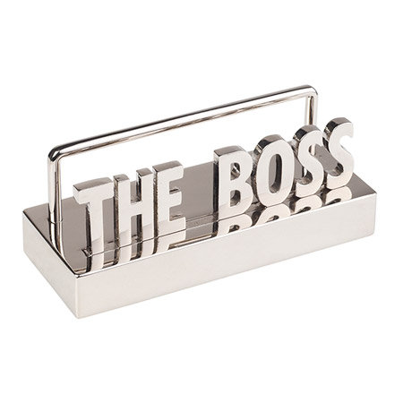 "THE BOSS" מעמד כרטיסי ביקור מתכת מבריק.