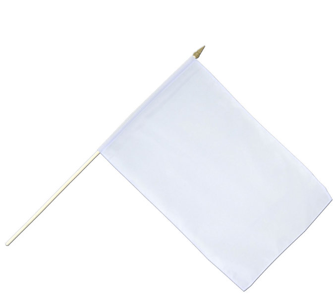 דגל לבן בגודל a4 עם מוט פלסטיק.