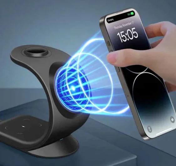 עמדת טעינה 3 ב-1. 
מטען אלחוטי QI לסמארטפון (לטלפונים תומכים בטעינה אלחוטית).
טעינה אלחוטית מגנטית.
3 נקודות הטענה.
משטח טעינה ראשי 15W.
משטח טעינה לשעון 2W.
משטח טעינה לאוזניות 3W. 