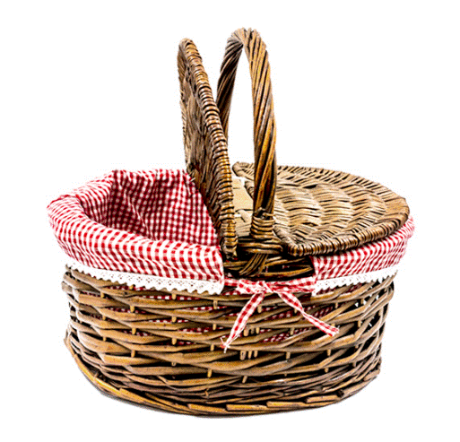 סלסלת פיקניק קשיחה. 
אורך: 42 ס”מ רוחב: 30 ס”מ, גובה: 19 ס”מ. 
גובה כולל ידית: 42 ס”מ.