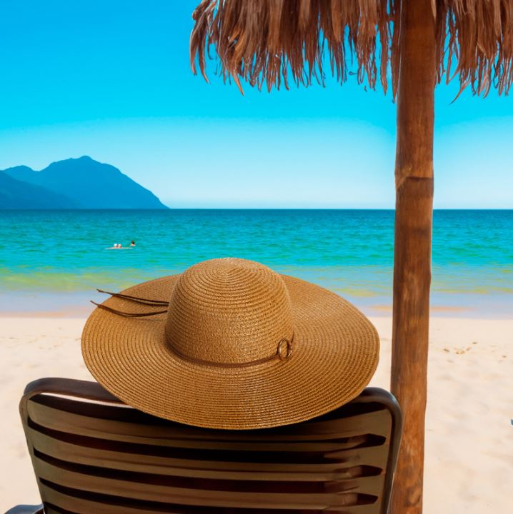 קאריבים - כובע קש מעוצב רחב שוליים, 59 ס