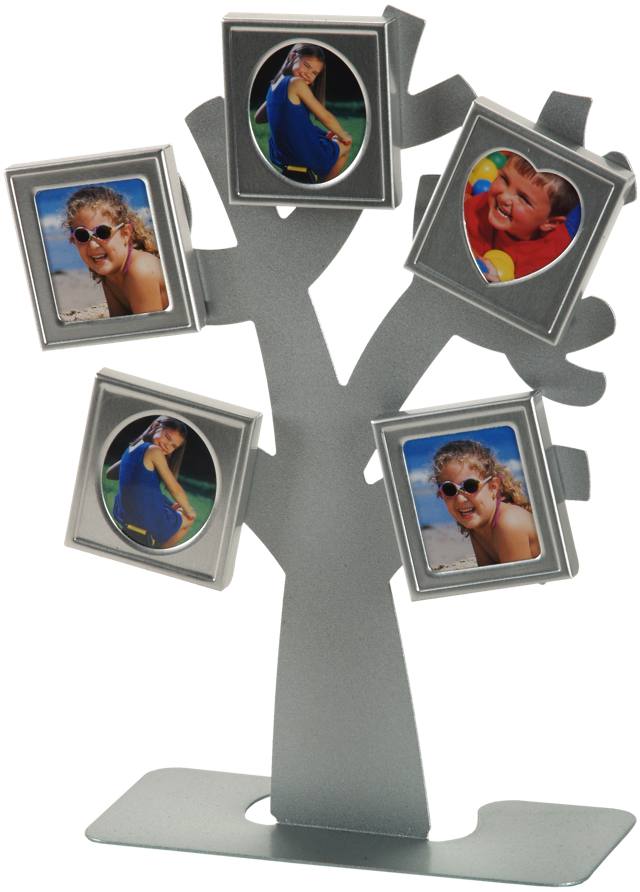 אקסטר - עץ משפחה ממתכת, 5 מסגרות לתמונות 3x3.5 ס