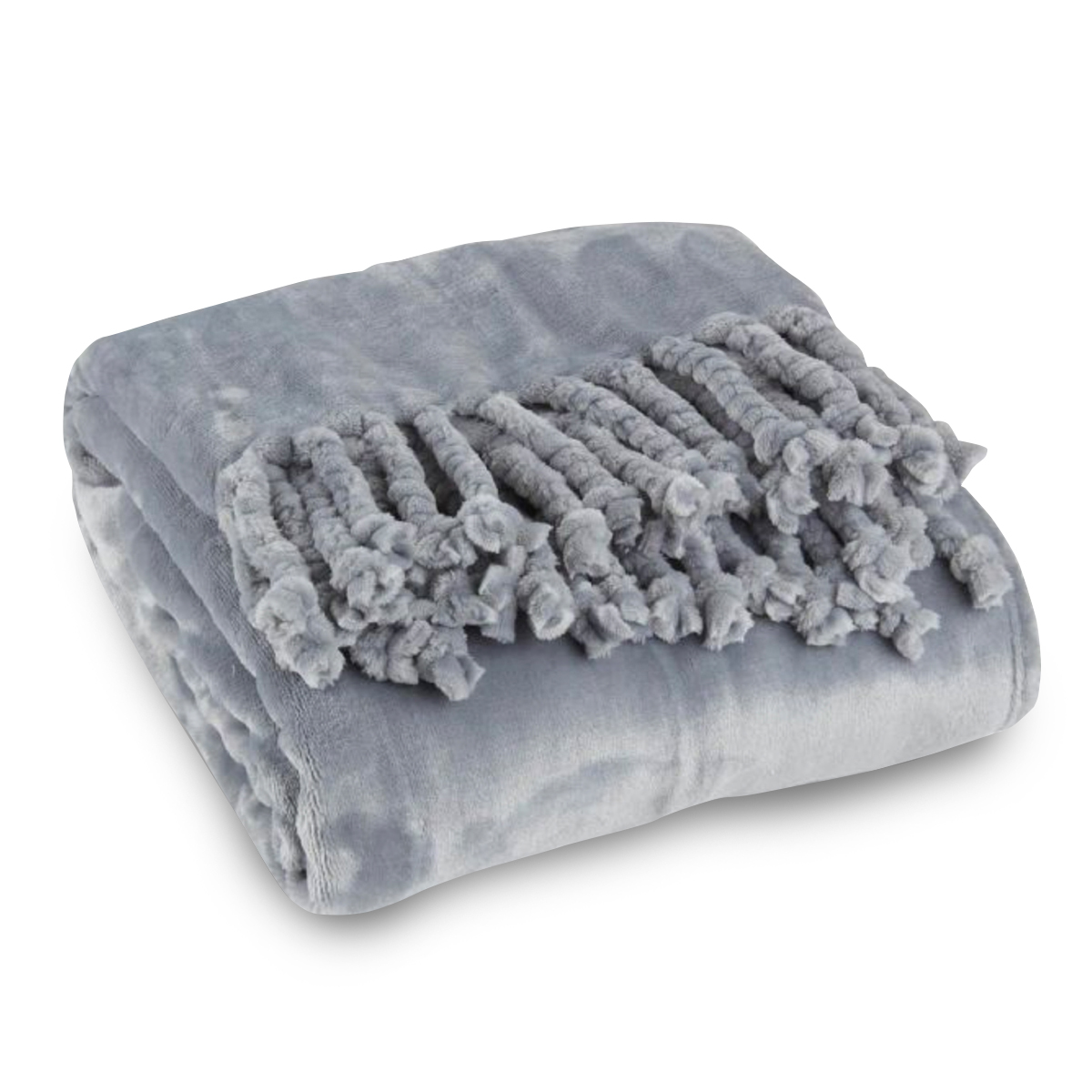 שמיכת ביסלי - שמיכת קורל פליז  130X180 ס”מ עם פרנזים מגולגלים בצד הצר, משקל 280 גרם/מ"ר,  אריזה בחבק.