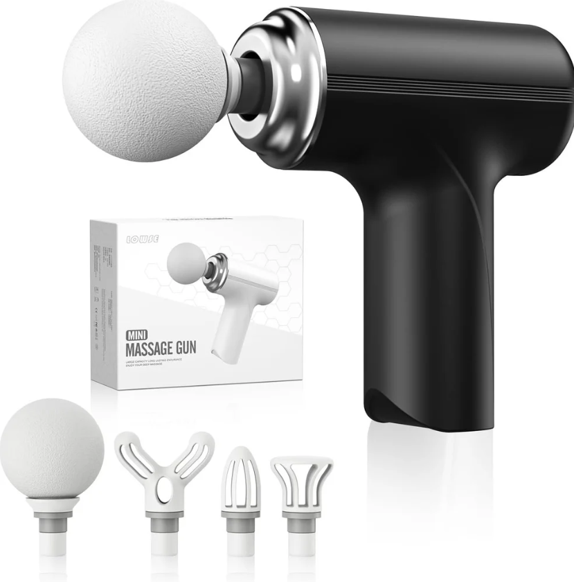 אקדח עיסוי מקצועי - שחרור שרירים עמוק ונייד. 
עיצוב ארגונומי, קל ונוח לאחיזה. 
4 ראשי עיסוי מתחלפים. 
סוללת ליתיום לזמן ארוך. 
מנוע שקט ועוצמתי. 