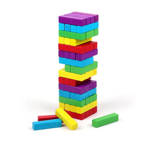 משחק חשיבה לכל המשפחה מגדל עץ.
60 חלקים מעץ צבעוני.