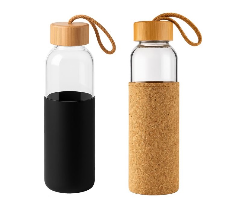 בקבוק זכוכית 300 ML, משולב חבק סיליקון.
