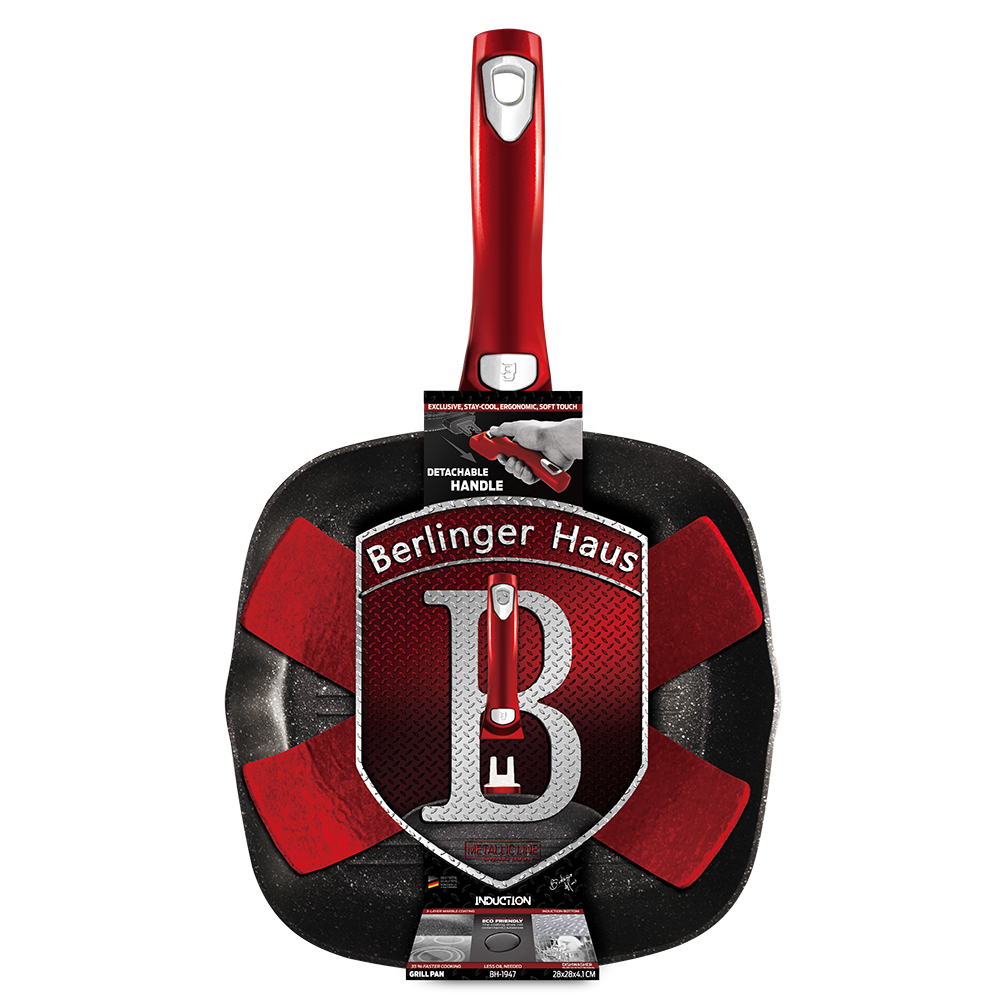 מחבת גריל איכותית Metallic ידית נשלפת, מבית Berlinger.  