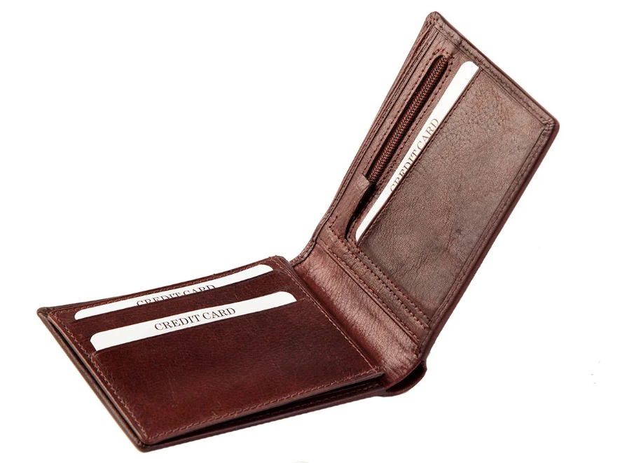 ארנק גבר מעור
תא עם רוכסן לכסף קטן.
7 חריצים לכרטיסי אשראי.
חלון שקוף לתעודה.
שני תאים לשטרות. 
ארנק גבר מעור SWISS PLANET הוא ארנק קלאסי מעור יוקרתי, מתאים לכל גודל של כיס. 