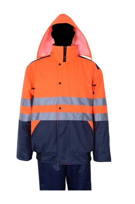 מעיל מרופד עם פסים מחזירי אור, S - 4XL. 
המעיל נסגר ברוכסן המכוסה ברצועת בד רחבה הנסגרת ע