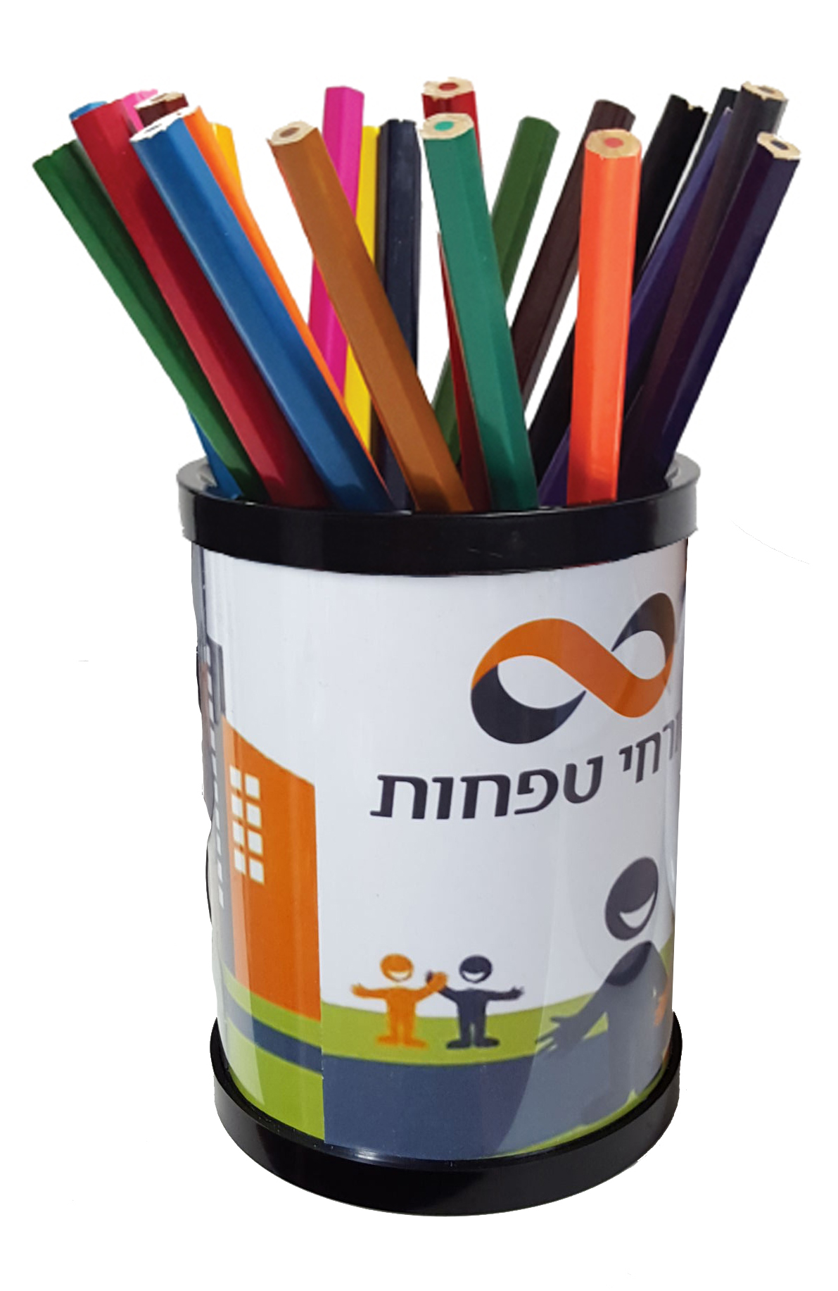 כוס לעטים. 
מיוצר מפלסטיק ABS משולב PVC שקוף.
גודל הקופסה: 8.3x11.2 ס