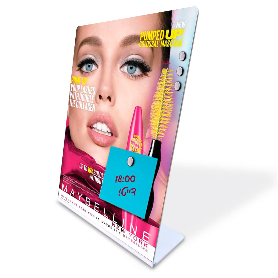 לוח מודעות מגנטי לשולחן 21x15x6 ס”מ. 
עשוי פלסטיק ממגנט. 
מגיע עם 4 מגנטים. 
