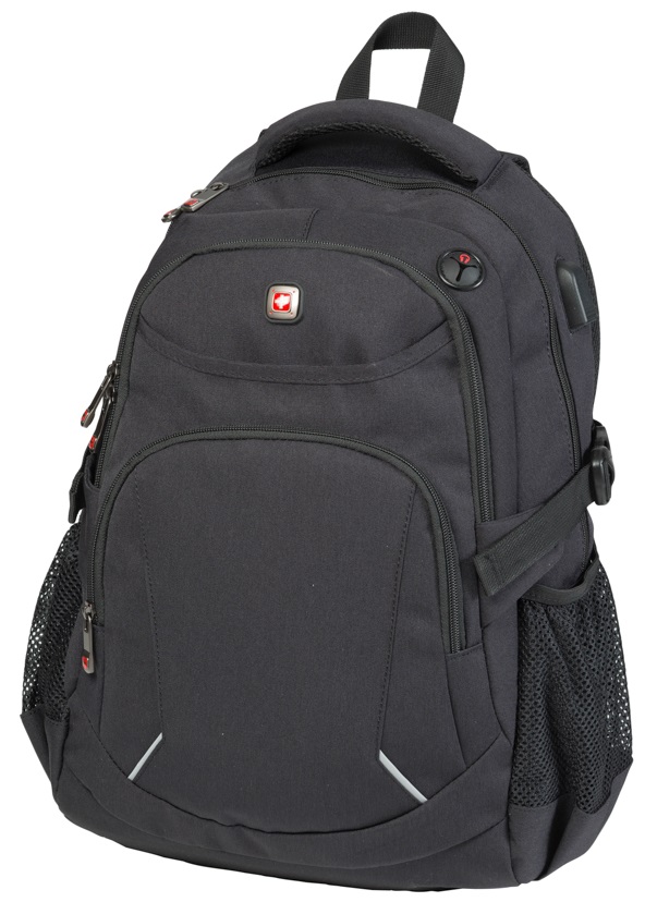 תיק גב יוקרתי POLOSWISS LAUSANNE למחשב נייד עשוי מחומר PU ייחודי וחזק. 
מידות: 38x48x15 ס