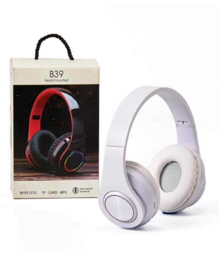 אוזניות בלוטוס B39 סופר בס מתקפלות. 
בלוטוס גרסה 5.0V + טכנולוגיית EDR מרחק עבודה 10 מטר.
זמן הפעלה 4 שעות כולל דיבורית לנייד, חיבור למחשבים תומכים. 
זמן פעולה המתנה בלבד 300 שעות/מוסיקה רציפה השמעה כ 5 שעות. 
 סוללת ליתיום - ION נטענת ,זמן טעינה מלא 1.5 שעות.
רמקולים סופר בס W5, רגישות 20 הרץ עד 20 קילו הרץ.
ספוג אטימה ארגונומי לאוזניים לשמיעה נוחה ואיכותית.
לחצני מגע טאץ