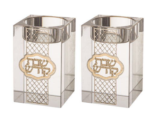 זוג פמוטי קריסטל מרובע עם פלקטה 