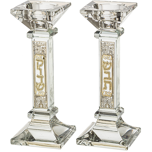 זוג פמוטי קריסטל עם פלקטה 