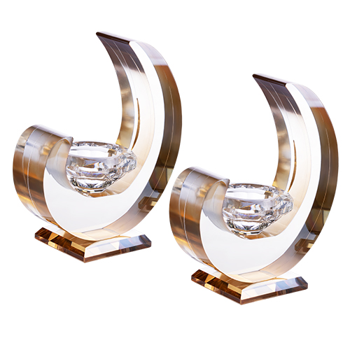 זוג פמוטי קריסטל מהודרים 14 ס"מ.