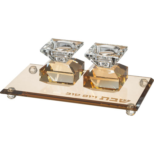 סט פמוטים ומגש מהודר קריסטל זהב. 
אורך/גובה: 11 ס״מ. 