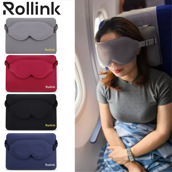 כרית ויסקו ארגונומית לנסיעות משולבת עם כיסוי לעיניים מבית המותג Rollink. 
מידות:
כרית: ‎28×20×9 ס