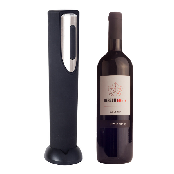 ערכת מתנה לחג הכוללת: 
פותחן חשמלי מהודר לבקבוקי יין + בקבוק יין. 
