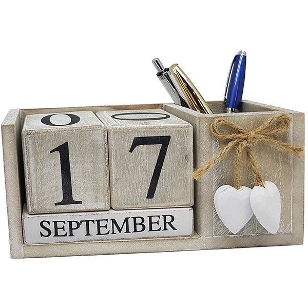 מעמד קלנדר עץ קוביות שולחני 21x10x7 ס