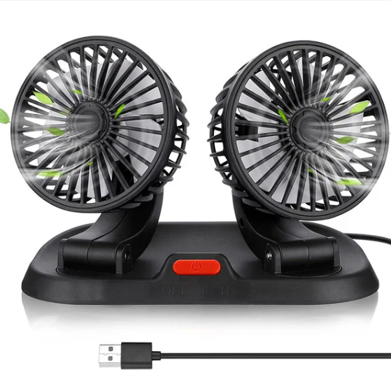 מאוורר שולחני כפול.
חיבור USB.
2 מהירויות לבחירה.
ניתן לכוון כל מאוורר 360 מעלות. 
זווית תנועה למעלה/למטה 180 מעלות.
מתאים לשימוש ברכב, בבית ובמשרד.
כולל דבק דו צדדי להצמדה למשטחים ישרים.