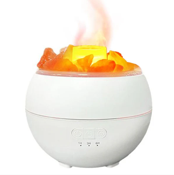 מפיץ ריח גדול עם אבני מלח. 
מפיץ ריח חדשני.
יוצר אשליה של אש. 
ניתן להוסיף תמצית ריח. 
מופעל באמצעות חיבור USB.
תאורת לד (צבע קבוע או תאורה מתחלפת).
כולל 5 אבני מלח. 
קוטר: 15 ס