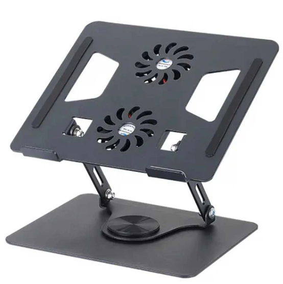 מעמד למחשב עם מאוורר.

מעמד  שולחני מתקפל למחשב נייד וקל לנשיאה.
כולל מעבר לכבל טעינה.
כולל זוג מאווררי USB לקירור אפקטיבי.
בסיס מסתובב 360 מעלות.
עשוי מתכת, חזק ויציב במיוחד.