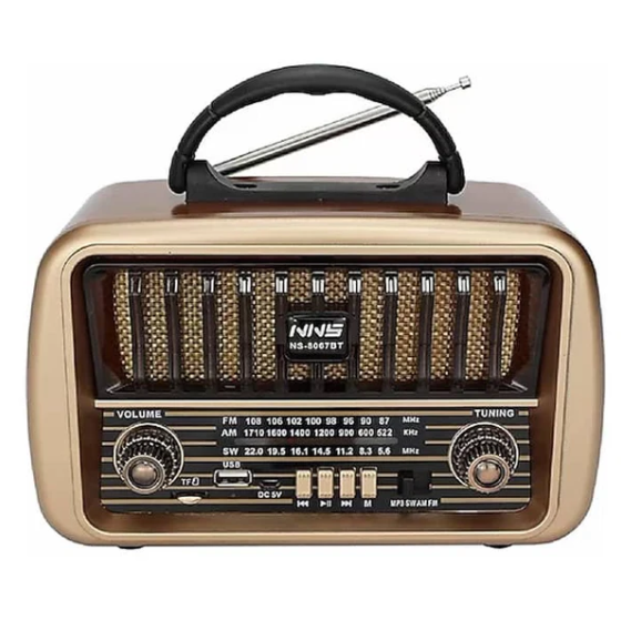 רדיו בעיצוב רטרו.
מקורות שמע: בלוטוס/TF/USB.
מופעל באמצעות חיבור לחשמל (כבל כלול).
סוללה נטענת (כלולה).
אפשרות להפעלה גם באמצעות סוללות (לא כלולות).
רדיו FM/AM עם בורר תחנות.
אנטנה נשלפת.