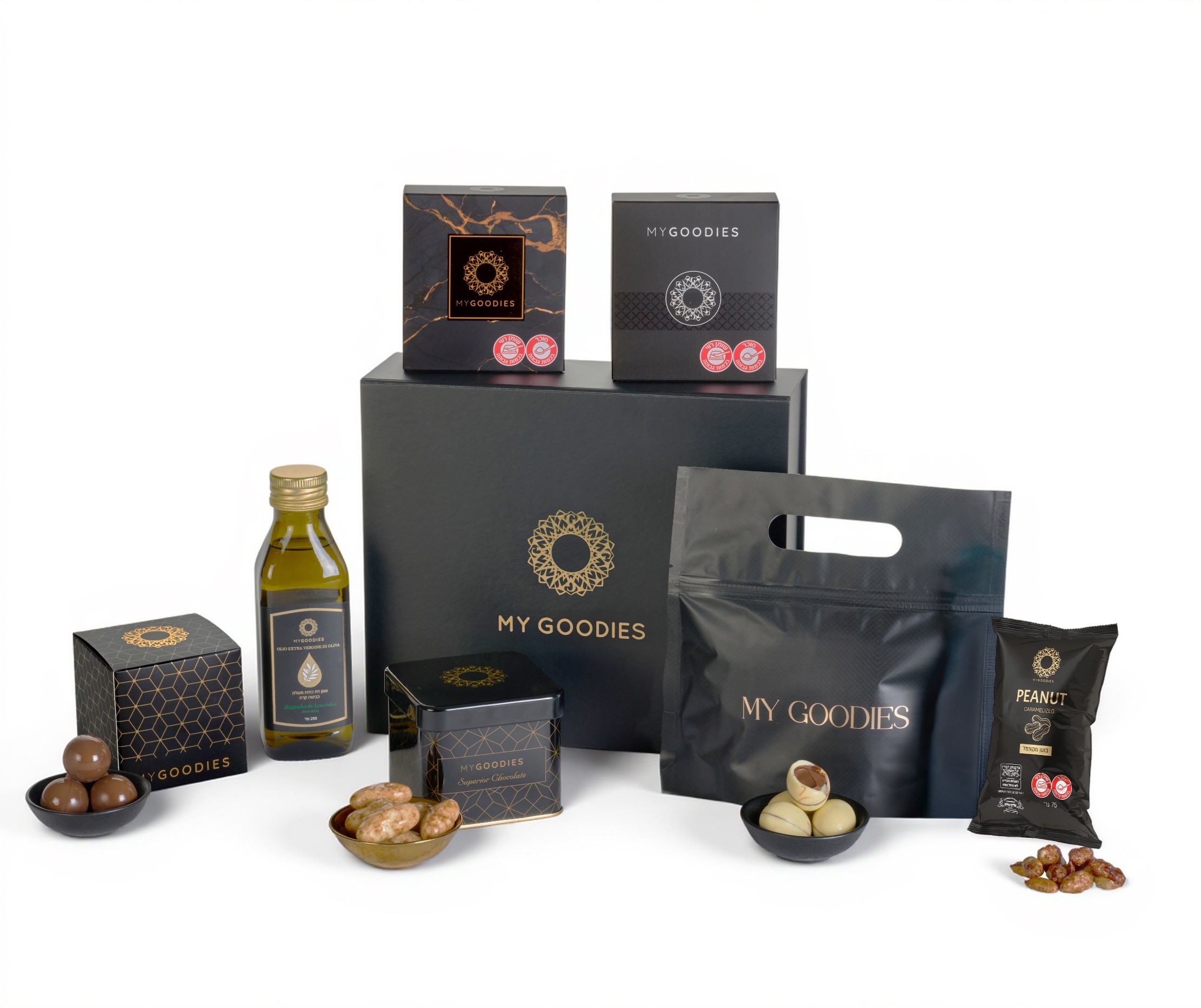 מארז שביט שחור - מכיל: 
שמן זית הבית - כתית מעולה, כבישה קרה, חמיצות עד 0.5%, 250 מל