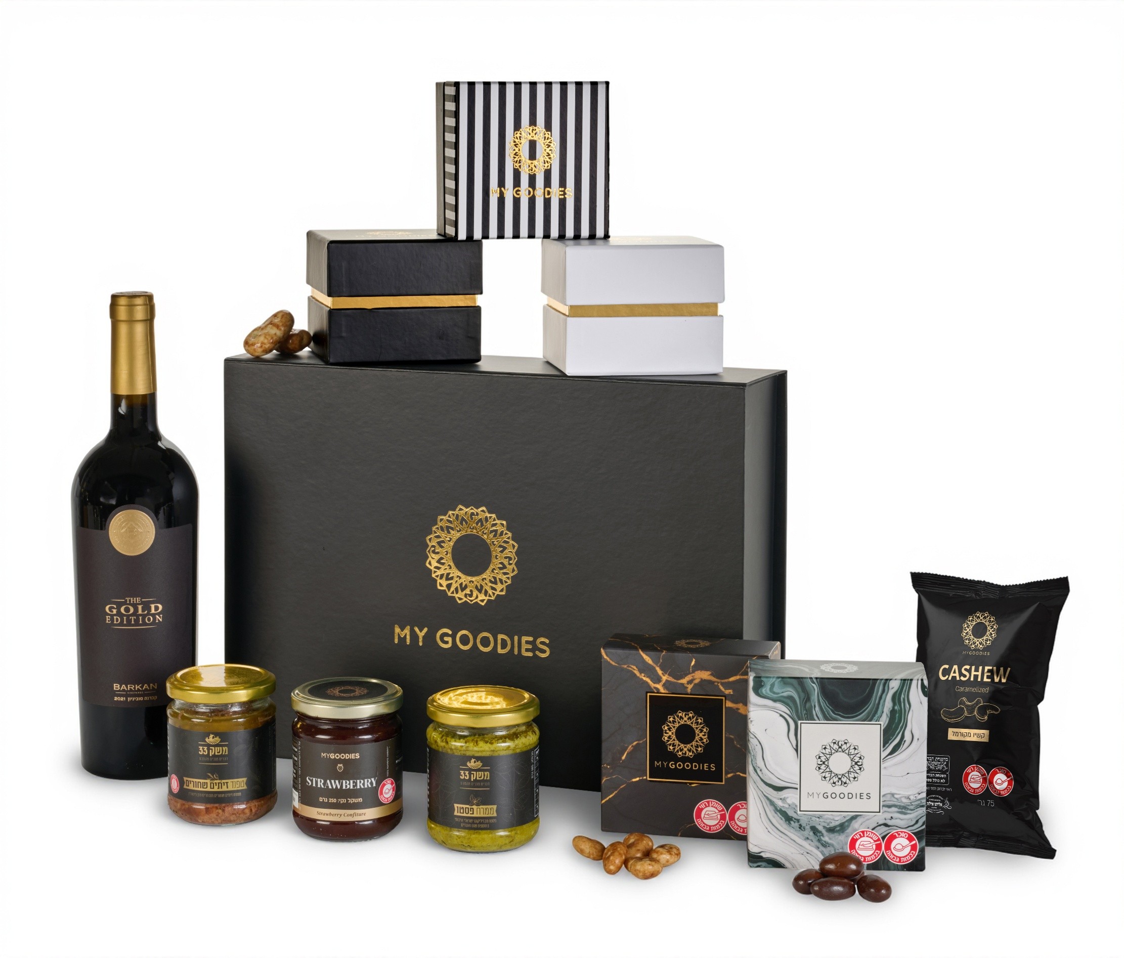 מארז גלקסי שחור - מכיל: יין אדום מסדרת  GOLD EDITION, עשוי מענבי קברנה סובניון 750 מל