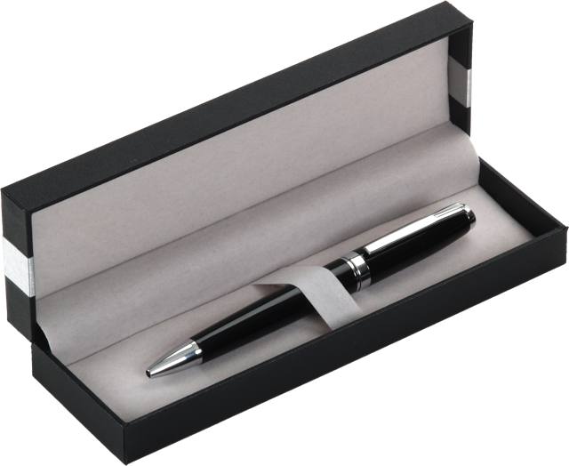 טמפה - קופסה מהודרת מפלסטיק עם פס מתכת,מתאימה לעט בודד או זוג עטים.