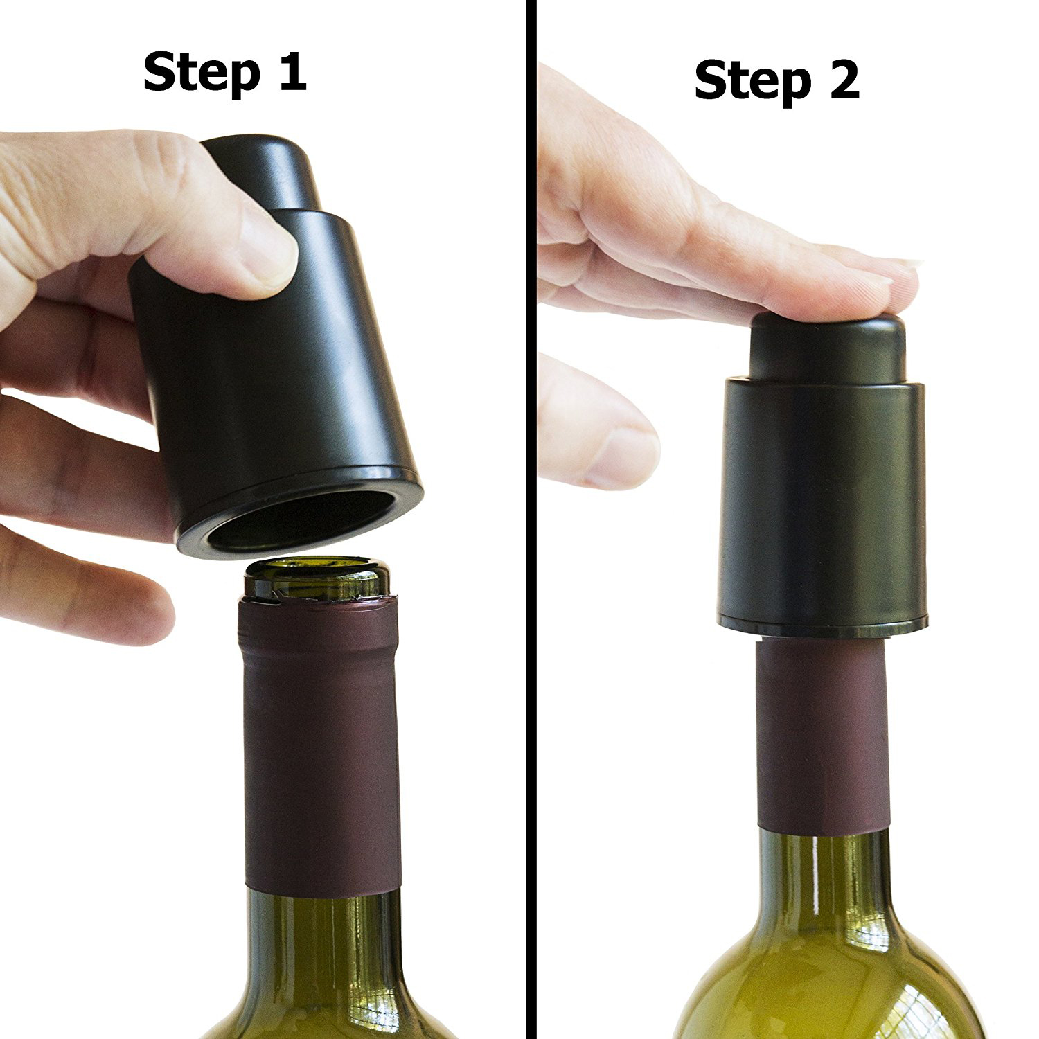 אמרונה - משאבת ווקום ופקק מפלסטיק למניעת חמצון היין וסגירה הרמטית של הבקבוק. אריזת מתנה.