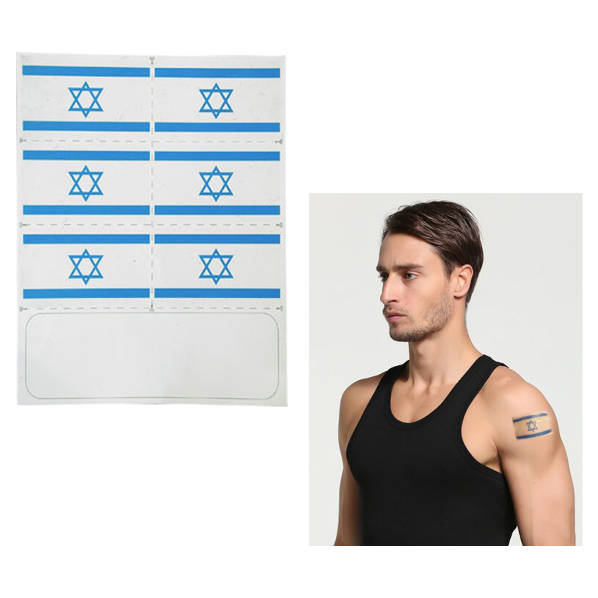 דגל - 6 קעקועי דגל ישראל. 
עמידים למים ושמש.