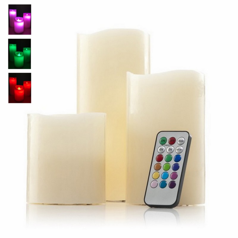 אמטיס - סט של 3 נרות שעווה בגבהים שונים, תאורת LED ללהבה ונר,בטיחותי לשימוש בבית ובחוץ,
תאורת אווירה משתנית על ידי שלט עם טיימר.
מפסק On/Off לכל נר.
מידות: 9x10/13/15 ס