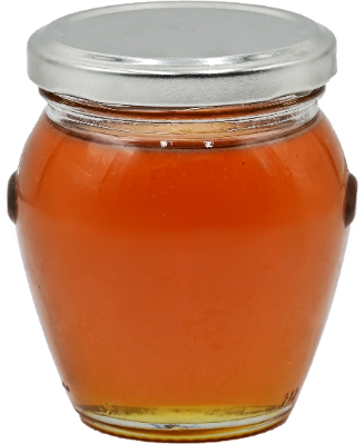 צנצנת דבש דקורטיבית המכילה דבש טהור 250 גרם.