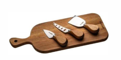 מגש עץ משולב 3 סכיני לגבינות 40x15x1.5 ס