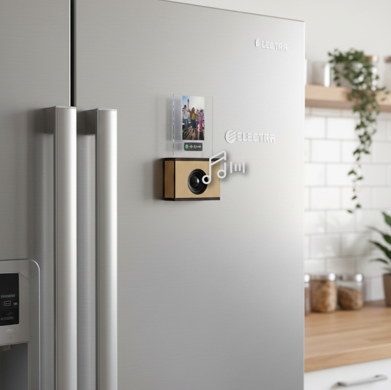 מגנט משולב רמקול QRI עם שיר הקדשה. 
הרמקול מתחבר לבלוטוס. 