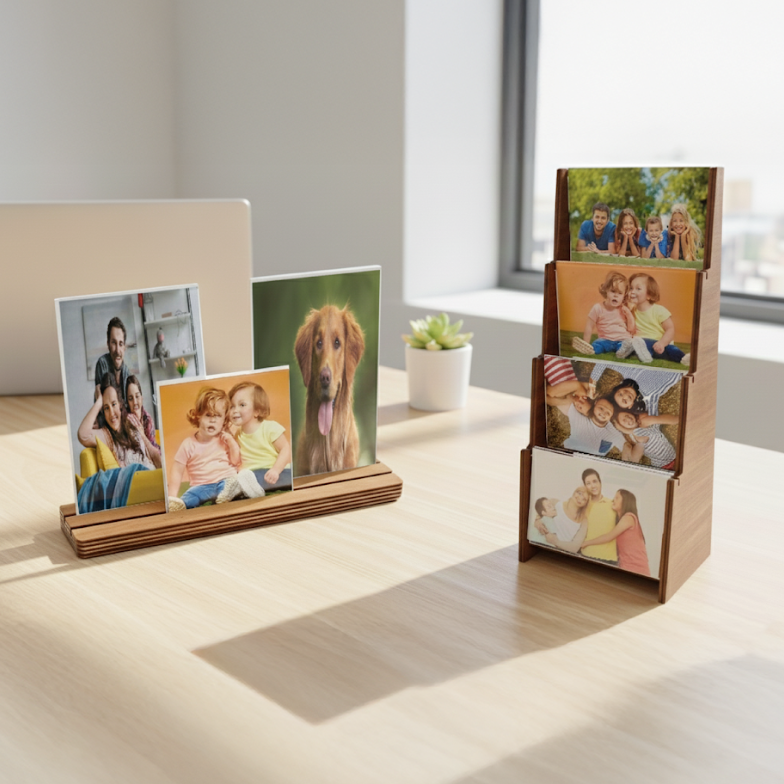 מעמד תמונות גבוה עשוי עץ ופרספקט. 