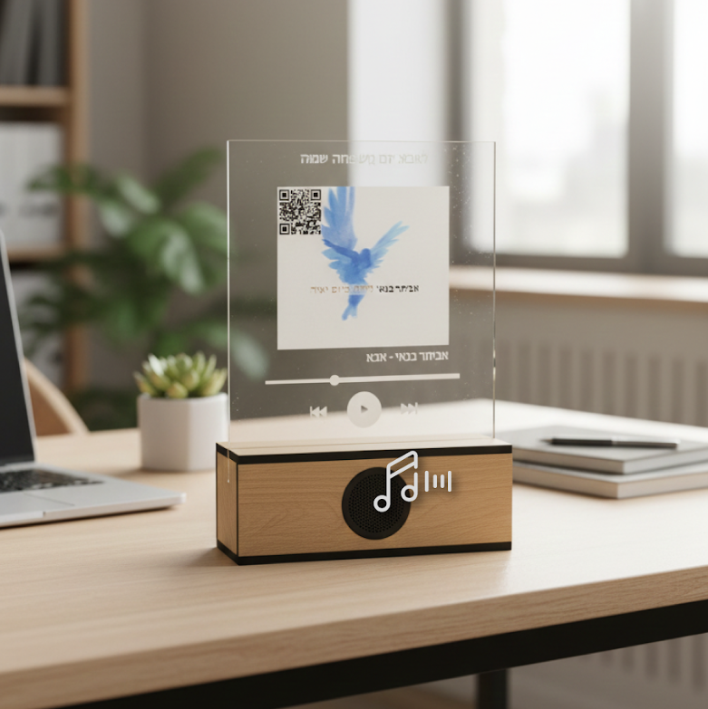 רמקול QRI שולחני. 
הרמקול מתחבר לבלוטוס. 