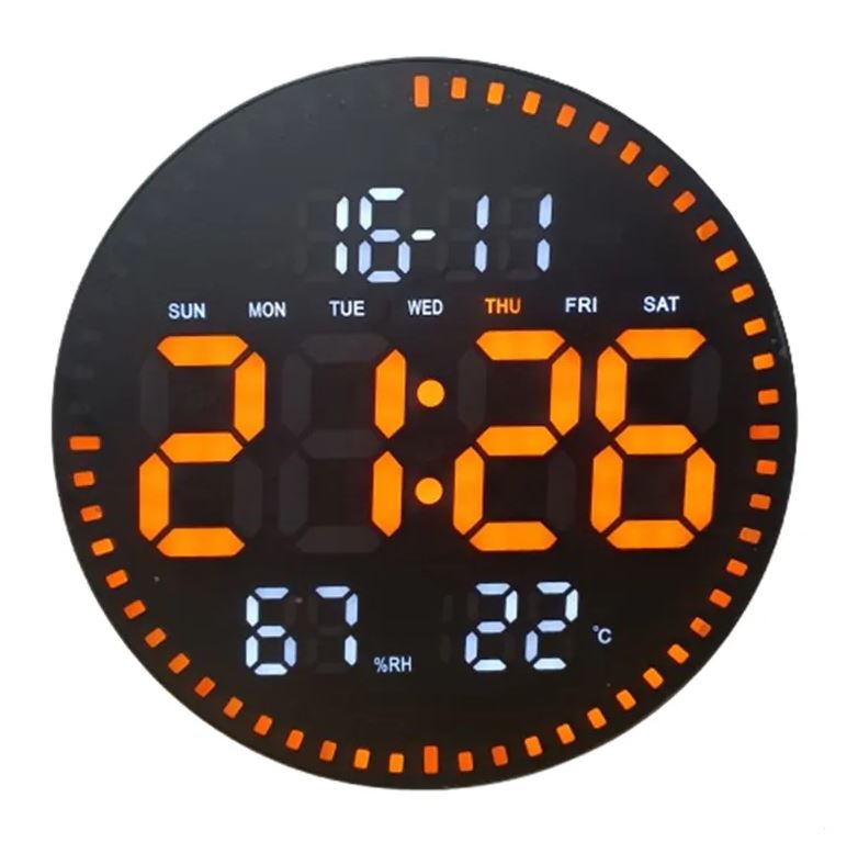 שעון קיר LED דיגיטלי USB + שלט רחוק – עם תצוגת יום, תאריך וטמפרטורה. 
מידות: קוטר 28 ס”מ, עומק 3 ס”מ. 
תצוגת LED ברורה ונוחה. 
אפשרות לקבוע את עוצמת התצוגה – לבחירה 3 דרגות עוצמה, לשימוש ביום/בלילה. 
התחברות USB נוחה: ניתן לחבר את השעון ישירות למטען USB (כבל USB כלול) או לכל חיבור USB במחשב, כך שאין צורך בסוללות. 
עיצוב מודרני ומתוחכם. 
מופעל בשיטה חסכונית.
