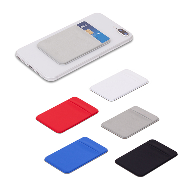 כיס לייקרה לנייד - כיס כרטיסי אשראי אחורי לסמארטפון, עשוי אריג לייקרה איכותי נמתח עם אפשרות לסגירה מלאה לאבטוח.