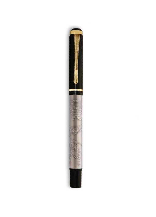 עט נובע תבליט - ירושלים, ראש מילוי שוויצרי איכותי, ציפוי זהב 18K. 