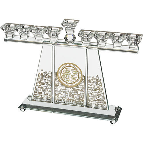 חנוכייה קריסטל מהודרת עם פלקטה 36x37 ס